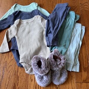 Cloud Island Kids Bodysuit Set - Blue, Green, Cream